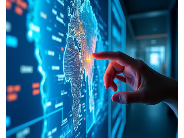 高解像度3D海底地形モデルと重ね合わされた漁船の航跡データ、多層データを表示するGISインターフェースのクローズアップ